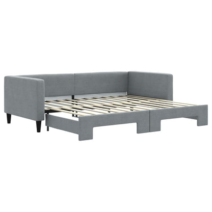 Slaapbank met onderschuifbed 90x200 cm stof lichtgrijs 90 x 200 cm Lichtgrijs met onderschuifbed