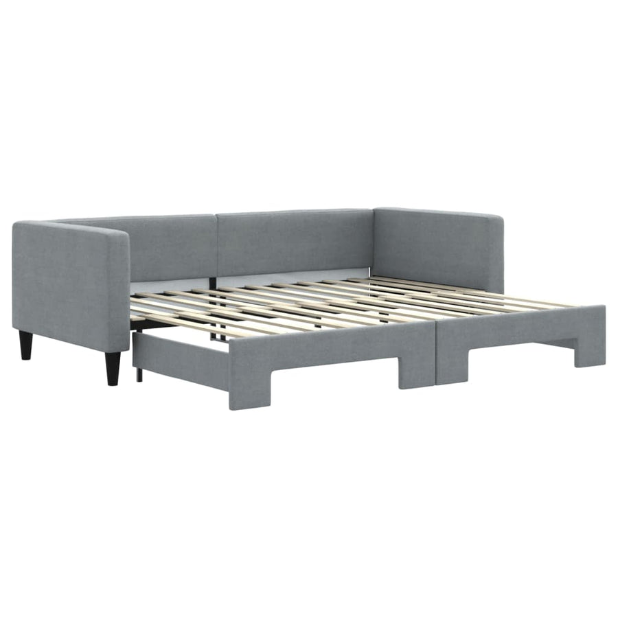 Slaapbank met onderschuifbed 90x200 cm stof lichtgrijs 90 x 200 cm Lichtgrijs met onderschuifbed