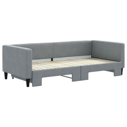 Slaapbank met onderschuifbed 90x200 cm stof lichtgrijs 90 x 200 cm Lichtgrijs met onderschuifbed