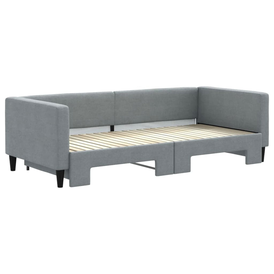 Slaapbank met onderschuifbed 90x200 cm stof lichtgrijs 90 x 200 cm Lichtgrijs met onderschuifbed