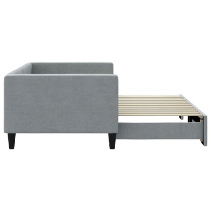 Slaapbank met onderschuifbed 90x200 cm stof lichtgrijs 90 x 200 cm Lichtgrijs met onderschuifbed