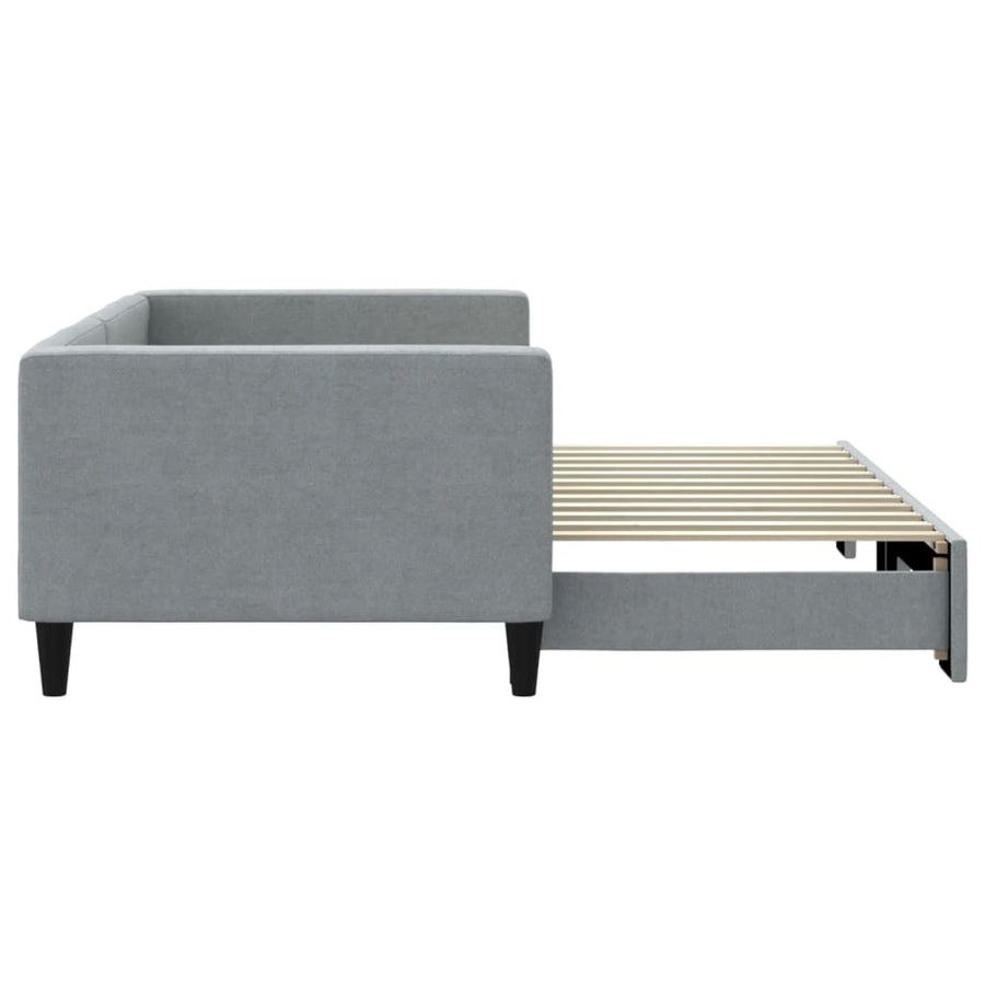 Slaapbank met onderschuifbed 90x200 cm stof lichtgrijs 90 x 200 cm Lichtgrijs met onderschuifbed