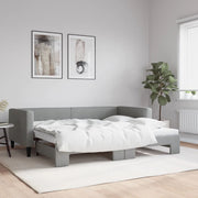 Slaapbank met onderschuifbed 90x200 cm lichtgrijs