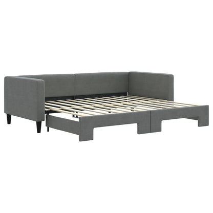 Slaapbank Stof 90 x 200 cm Donkergrijs met onderschuifbed