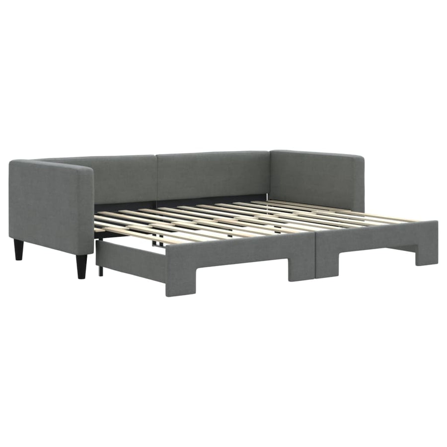 Slaapbank Stof 90 x 200 cm Donkergrijs met onderschuifbed