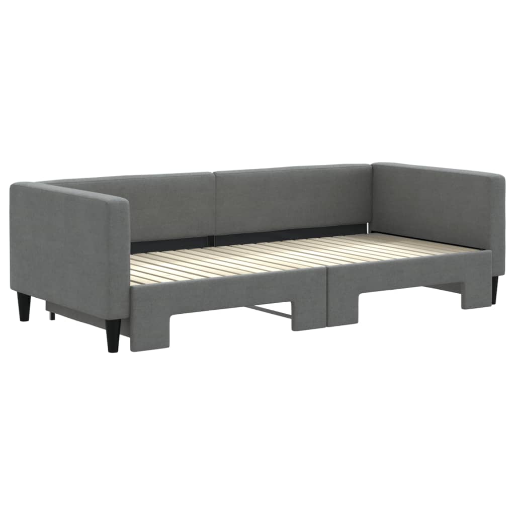 Slaapbank Stof 90 x 200 cm Donkergrijs met onderschuifbed