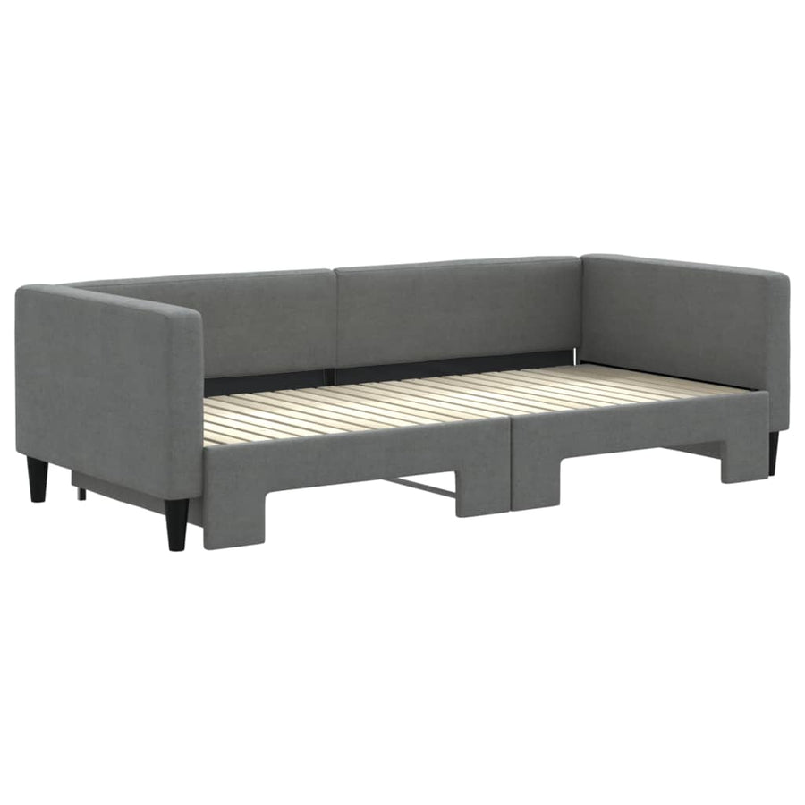 Slaapbank Stof 90 x 200 cm Donkergrijs met onderschuifbed