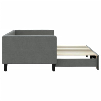 Slaapbank Stof 90 x 200 cm Donkergrijs met onderschuifbed