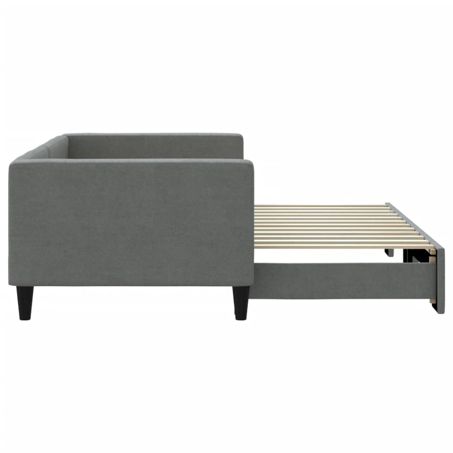 Slaapbank Stof 90 x 200 cm Donkergrijs met onderschuifbed