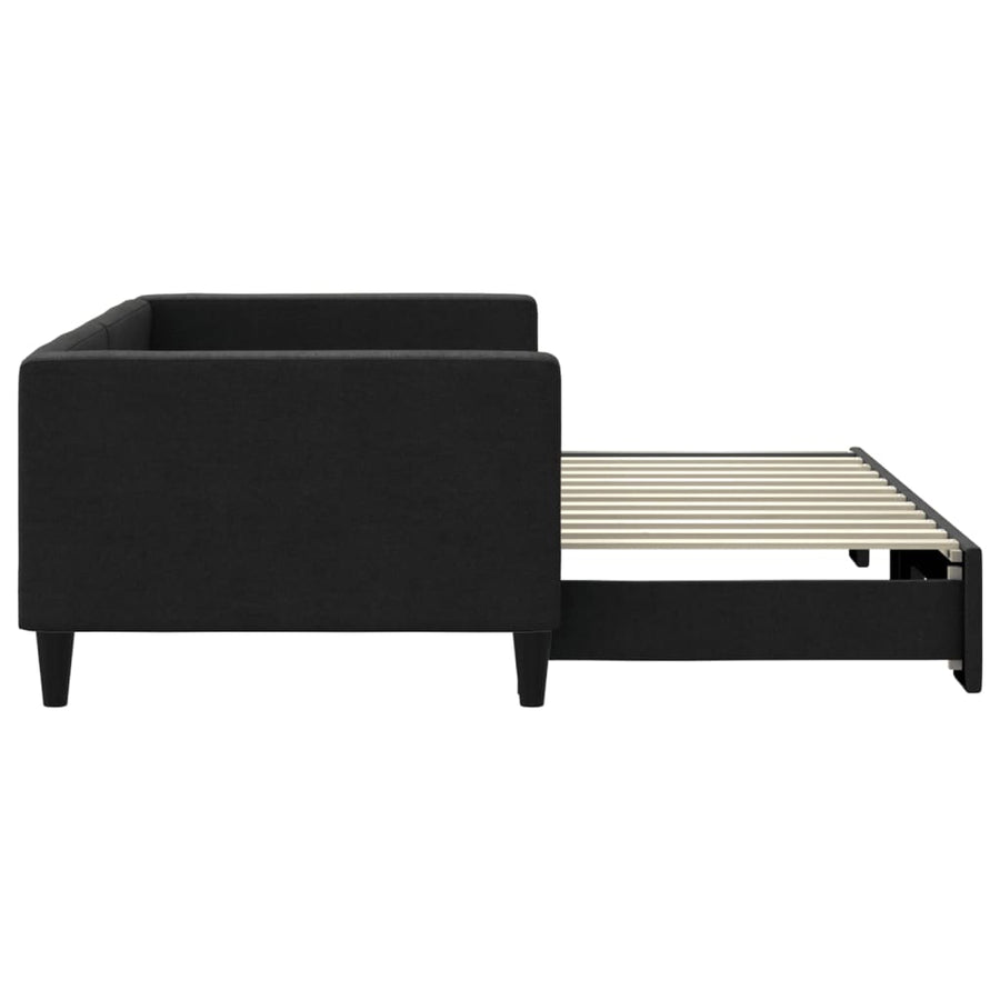 Slaapbank met onderschuifbed 90x200 cm stof zwart 90 x 200 cm Zwart met onderschuifbed