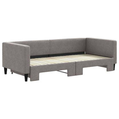 Slaapbank Met Onderschuifbed 90X200 Cm Stof Taupe Taupe 90 x 200 cm