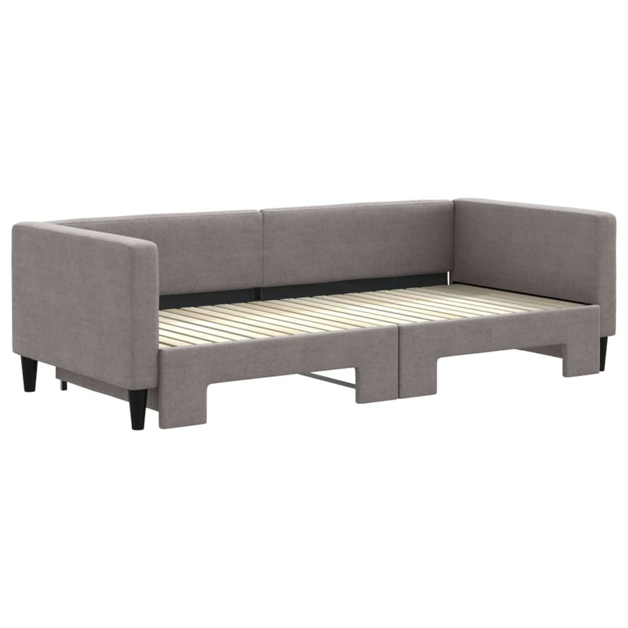 Slaapbank Met Onderschuifbed 90X200 Cm Stof Taupe Taupe 90 x 200 cm