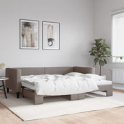 Slaapbank met onderschuifbed 90x200 cm taupe