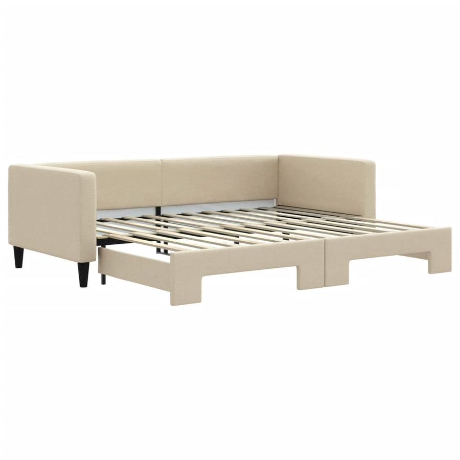Slaapbank Stof Kleurig 90 x 200 cm Crème met onderschuifbed