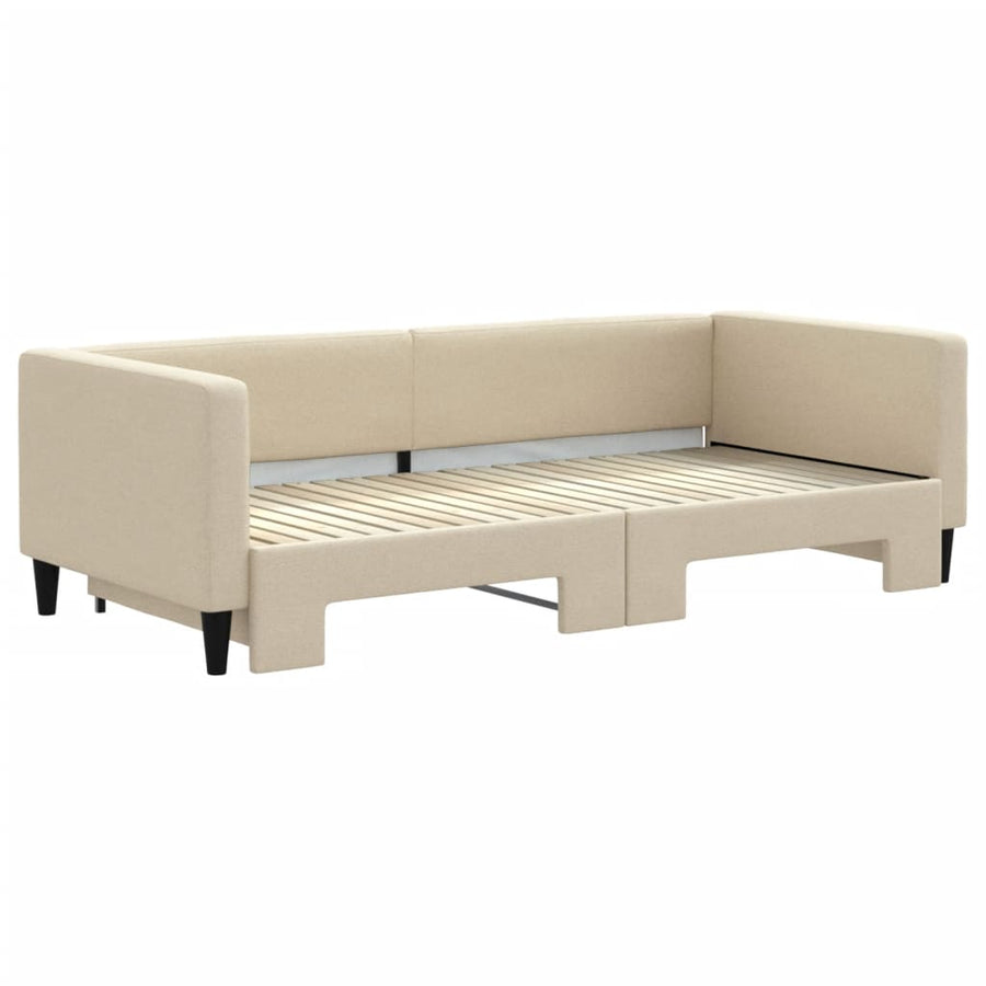 Slaapbank Stof Kleurig 90 x 200 cm Crème met onderschuifbed
