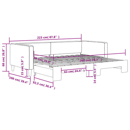 Slaapbank Stof Kleurig 90 x 200 cm Crème met onderschuifbed