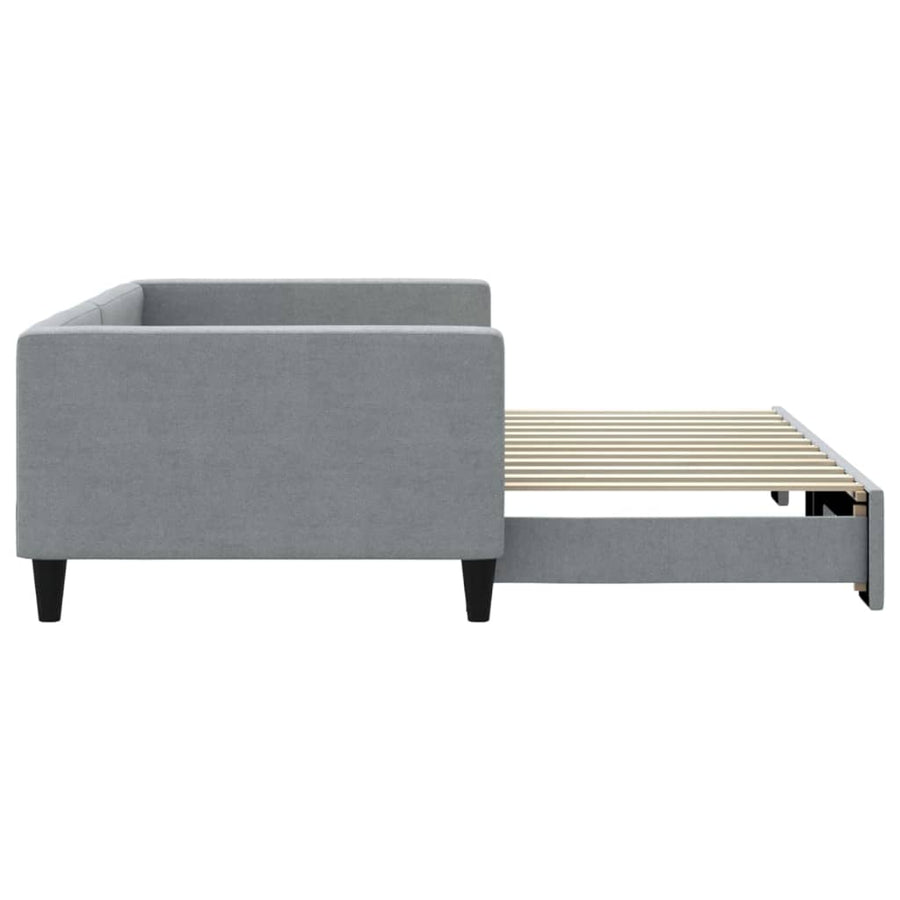 Slaapbank met onderschuifbed 100x200 cm stof lichtgrijs 100 x 200 cm Lichtgrijs met onderschuifbed