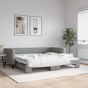 Slaapbank met onderschuifbed 100x200 cm lichtgrijs stof