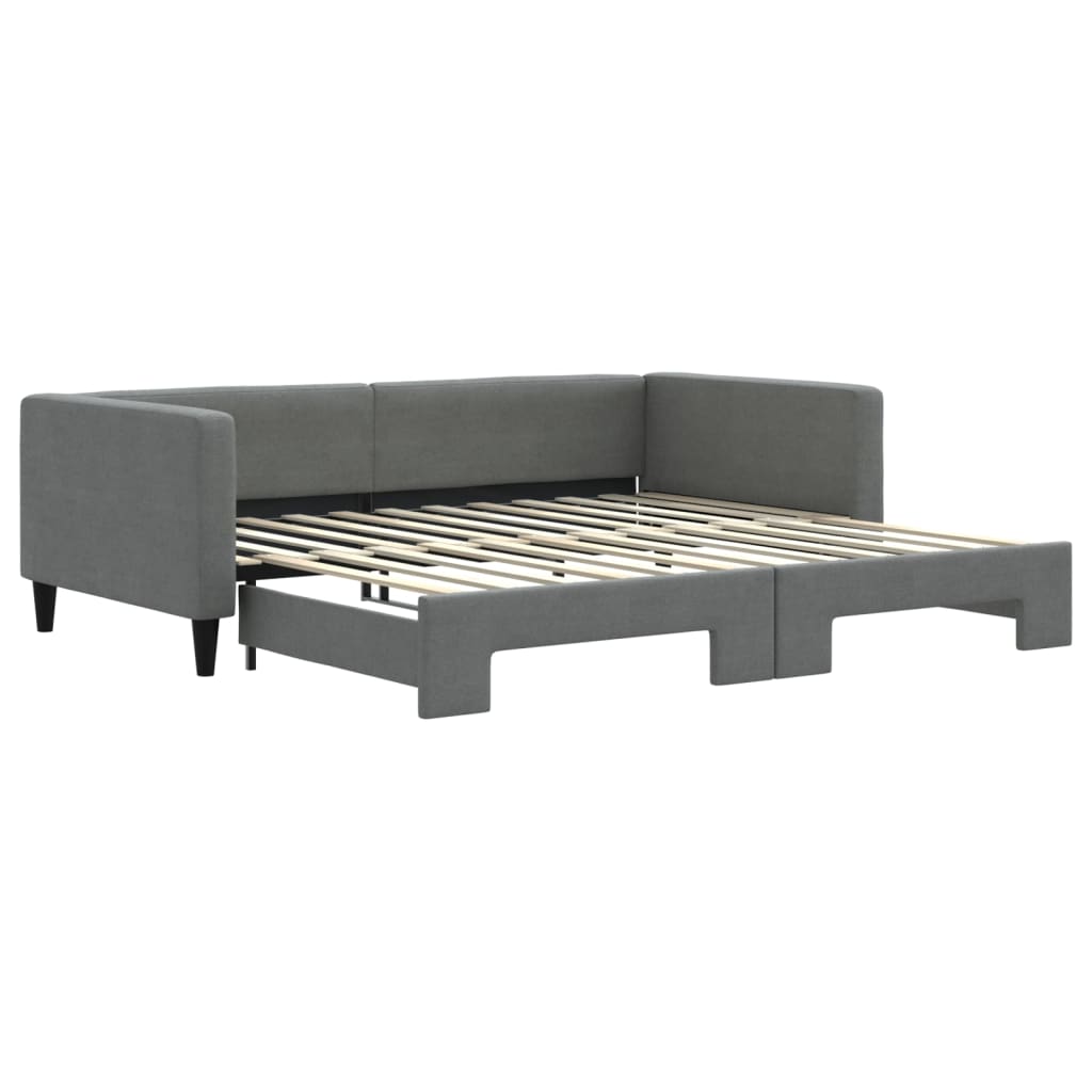 Slaapbank met onderschuifbed 100x200 cm stof donkergrijs 100 x 200 cm Donkergrijs met onderschuifbed