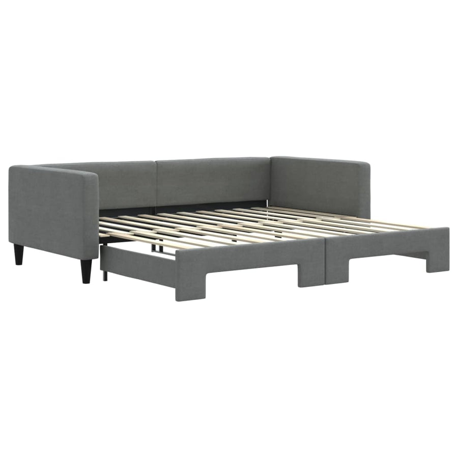 Slaapbank met onderschuifbed 100x200 cm stof donkergrijs 100 x 200 cm Donkergrijs met onderschuifbed