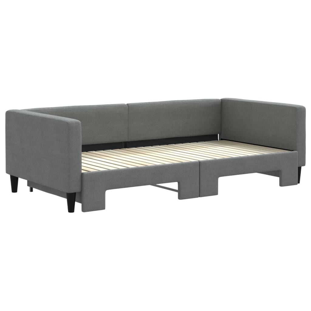 Slaapbank met onderschuifbed 100x200 cm stof donkergrijs 100 x 200 cm Donkergrijs met onderschuifbed