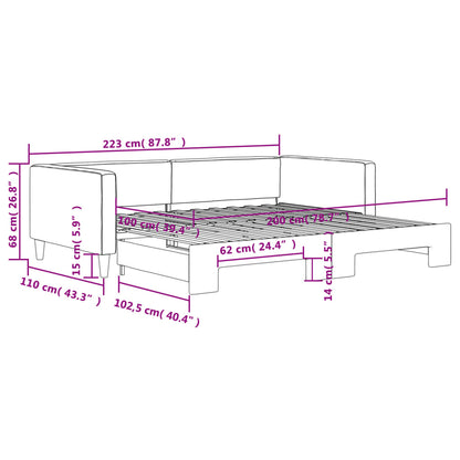 Slaapbank met onderschuifbed 100x200 cm stof donkergrijs 100 x 200 cm Donkergrijs met onderschuifbed