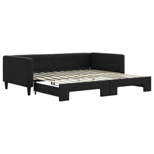 Slaapbank met onderschuifbed 100x200 cm stof zwart 100 x 200 cm Zwart met onderschuifbed