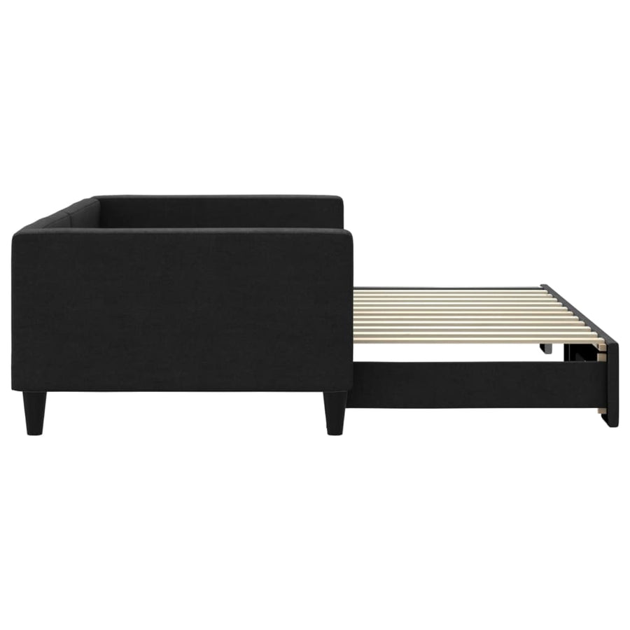 Slaapbank met onderschuifbed 100x200 cm stof zwart 100 x 200 cm Zwart met onderschuifbed