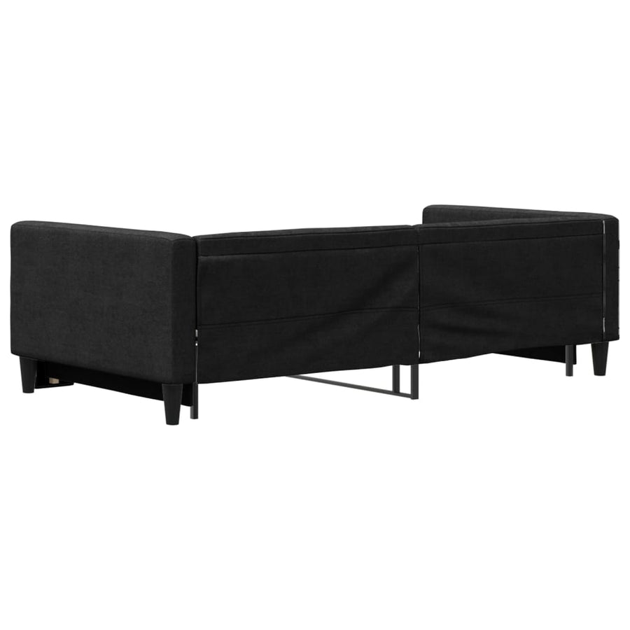 Slaapbank met onderschuifbed 100x200 cm stof zwart 100 x 200 cm Zwart met onderschuifbed