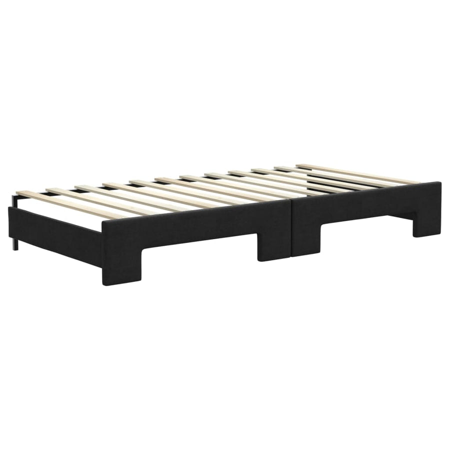 Slaapbank met onderschuifbed 100x200 cm stof zwart 100 x 200 cm Zwart met onderschuifbed
