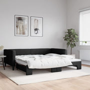 Slaapbank met onderschuifbed 100x200 cm zwart