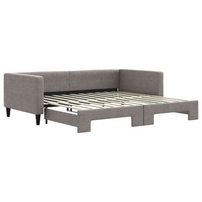 Slaapbank Stof 100 x 200 cm Taupe met onderschuifbed