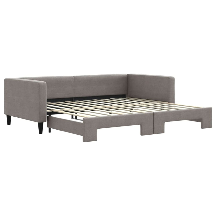 Slaapbank Stof 100 x 200 cm Taupe met onderschuifbed