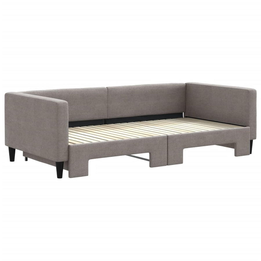 Slaapbank Stof 100 x 200 cm Taupe met onderschuifbed