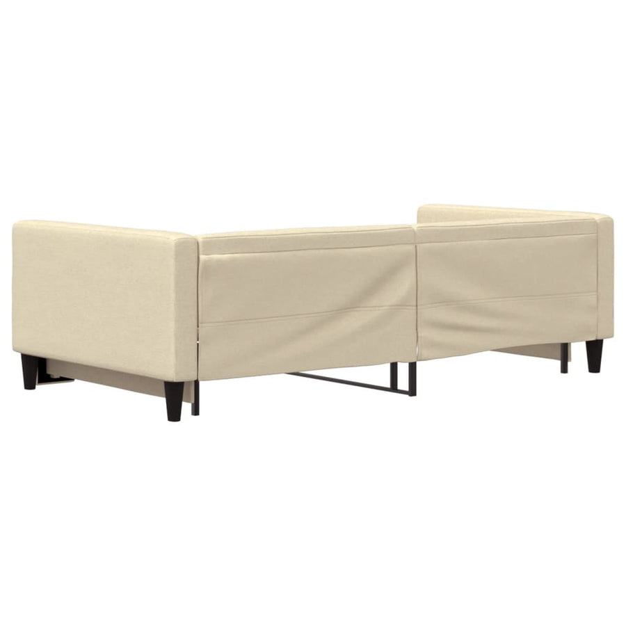 Slaapbank met onderschuifbed 100x200 cm stof crèmekleurig 100 x 200 cm Crème met onderschuifbed