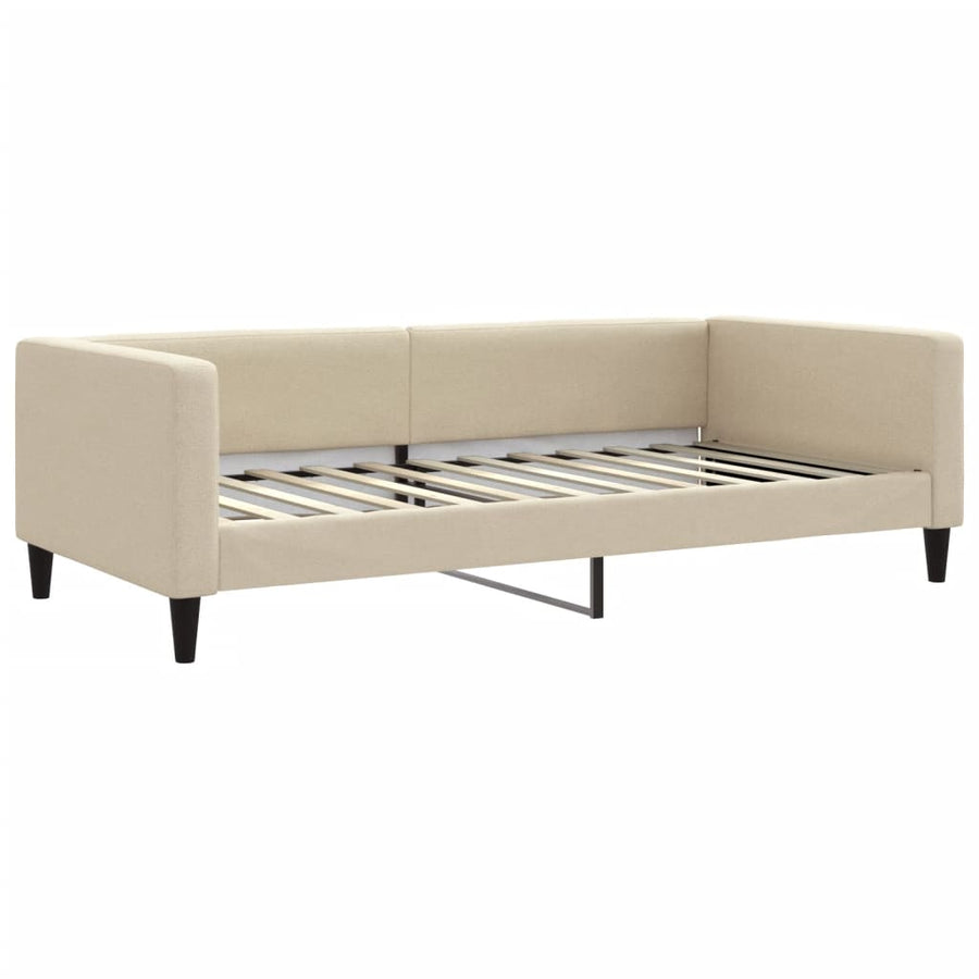 Slaapbank met onderschuifbed 100x200 cm stof crèmekleurig 100 x 200 cm Crème met onderschuifbed
