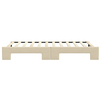 Slaapbank met onderschuifbed 100x200 cm stof crèmekleurig 100 x 200 cm Crème met onderschuifbed