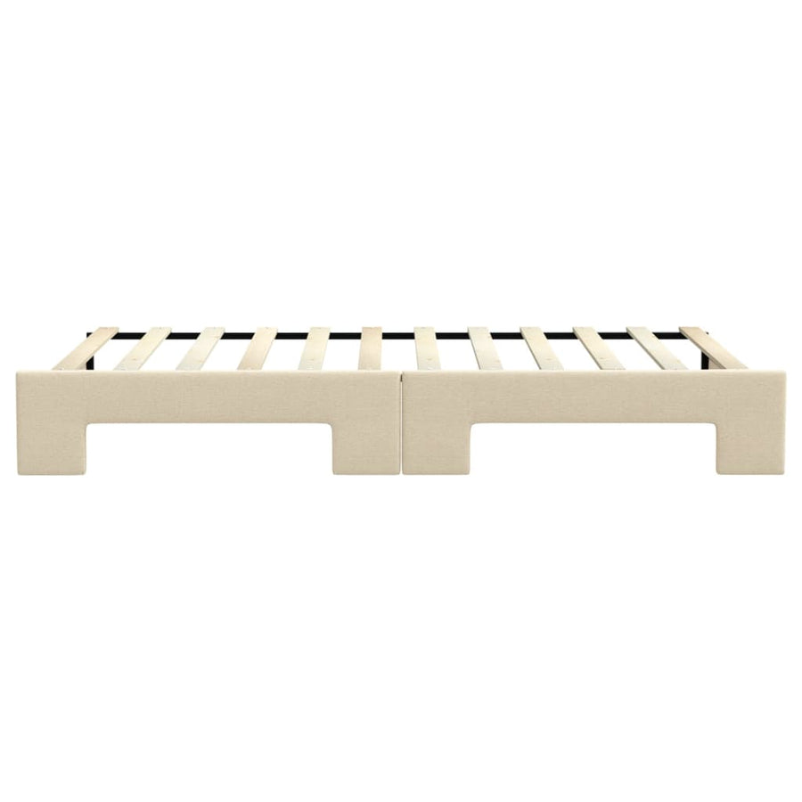 Slaapbank met onderschuifbed 100x200 cm stof crèmekleurig 100 x 200 cm Crème met onderschuifbed