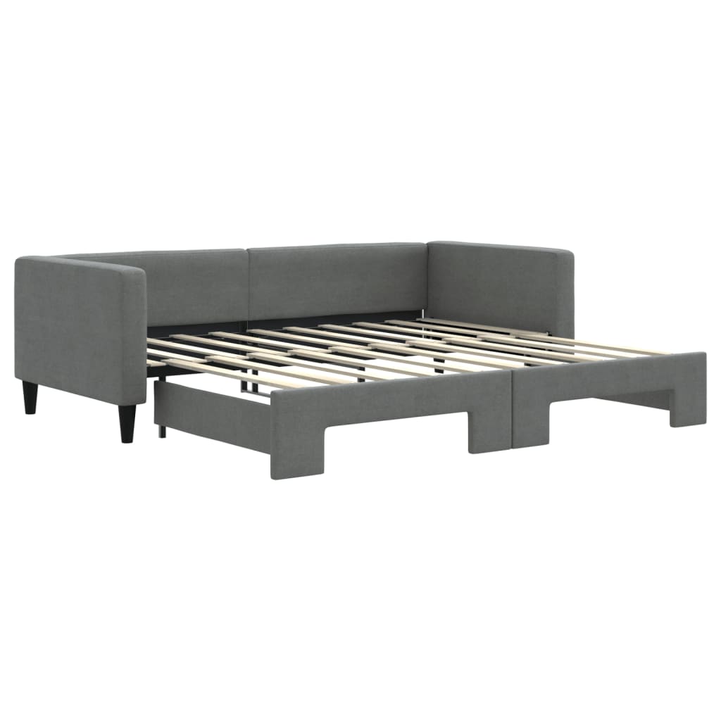 Slaapbank met onderschuifbed 90x190 cm stof donkergrijs 90 x 190 cm Donkergrijs met onderschuifbed