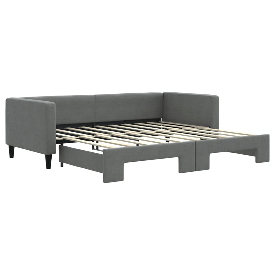 Slaapbank met onderschuifbed 90x190 cm stof donkergrijs 90 x 190 cm Donkergrijs met onderschuifbed