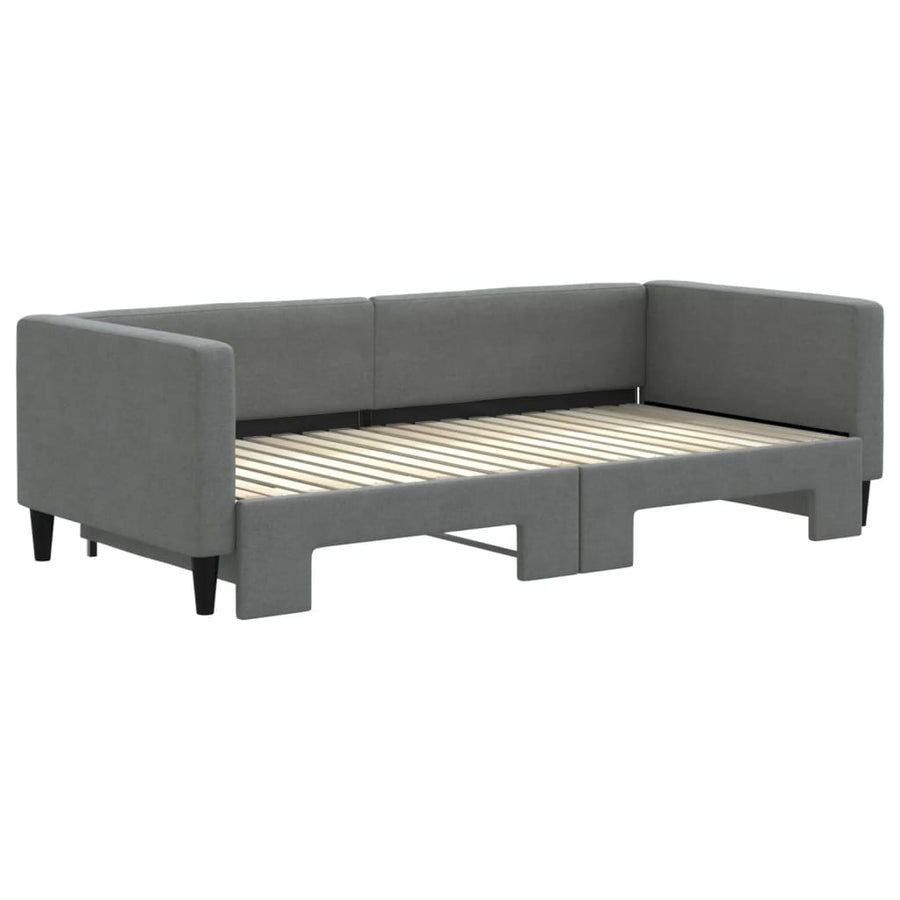 Slaapbank met onderschuifbed 90x190 cm stof donkergrijs 90 x 190 cm Donkergrijs met onderschuifbed