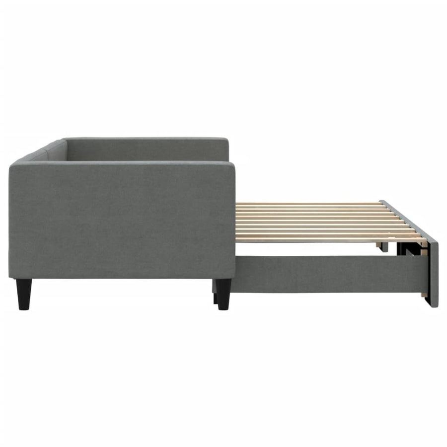 Slaapbank met onderschuifbed 90x190 cm stof donkergrijs 90 x 190 cm Donkergrijs met onderschuifbed
