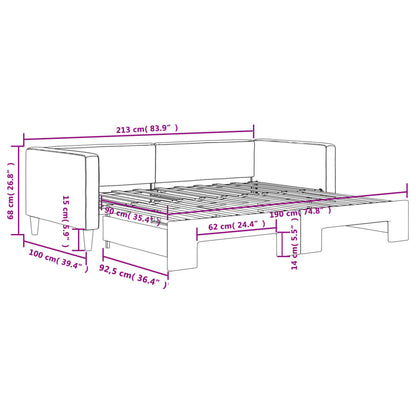 Slaapbank met onderschuifbed 90x190 cm stof donkergrijs 90 x 190 cm Donkergrijs met onderschuifbed