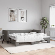 Slaapbank met onderschuifbed 90x190 cm donkergrijs stof