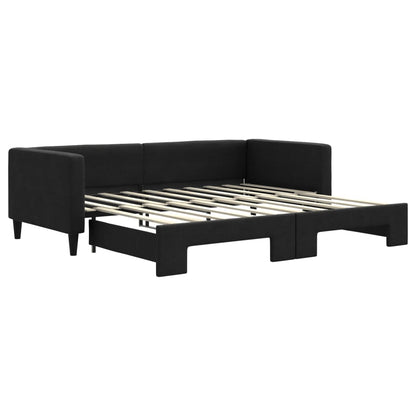 Slaapbank Stof 90 x 190 cm Zwart met onderschuifbed