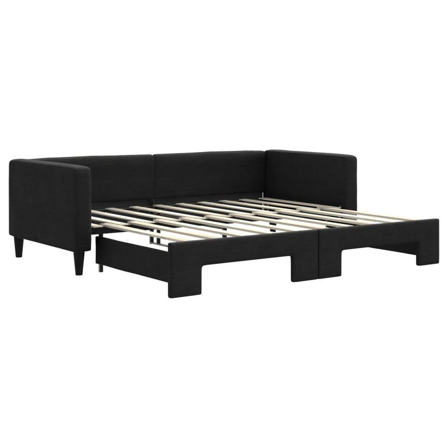 Slaapbank Stof 90 x 190 cm Zwart met onderschuifbed