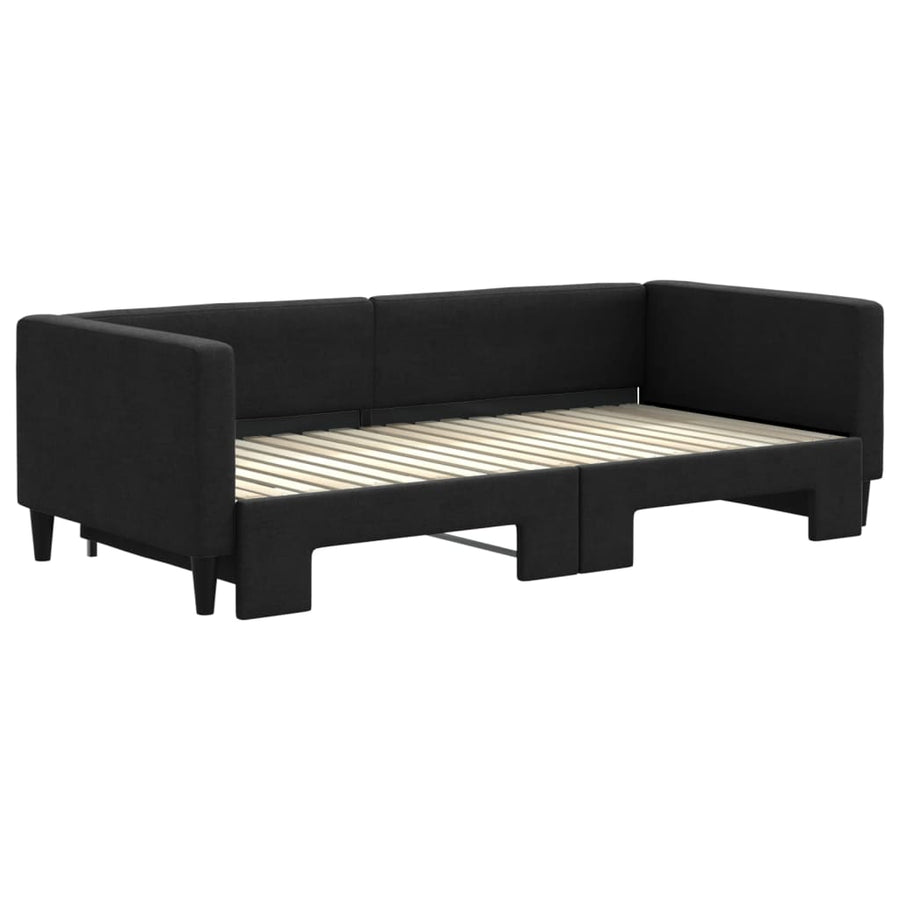 Slaapbank Stof 90 x 190 cm Zwart met onderschuifbed