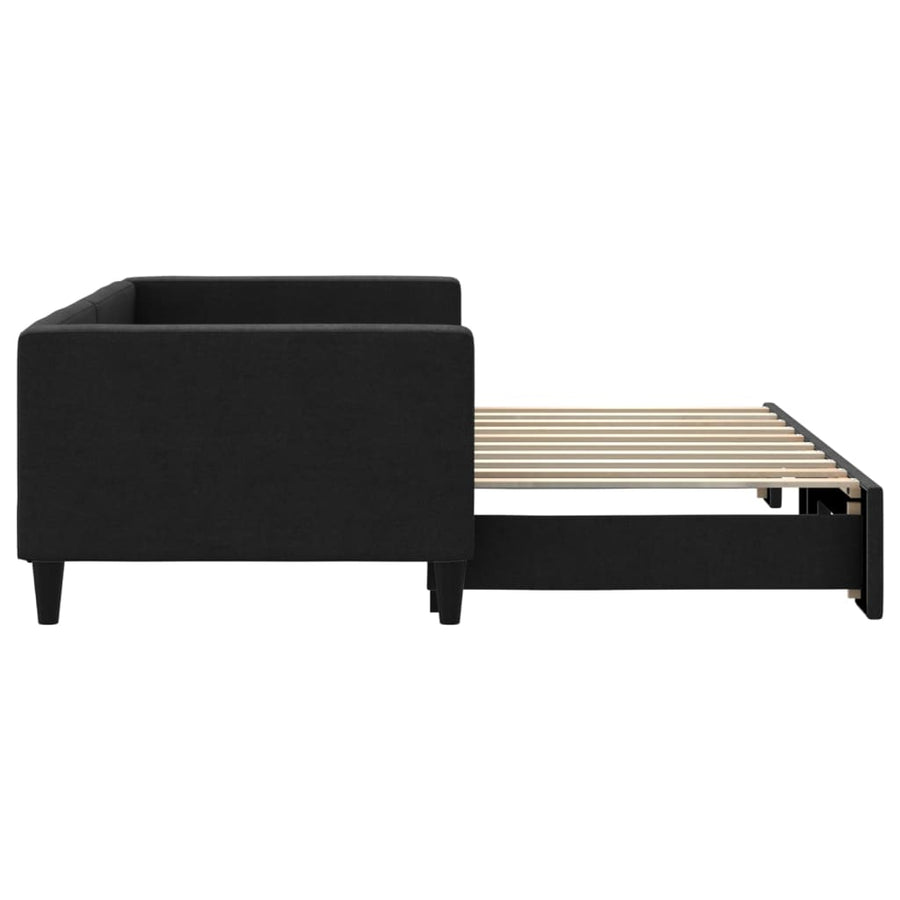 Slaapbank Stof 90 x 190 cm Zwart met onderschuifbed