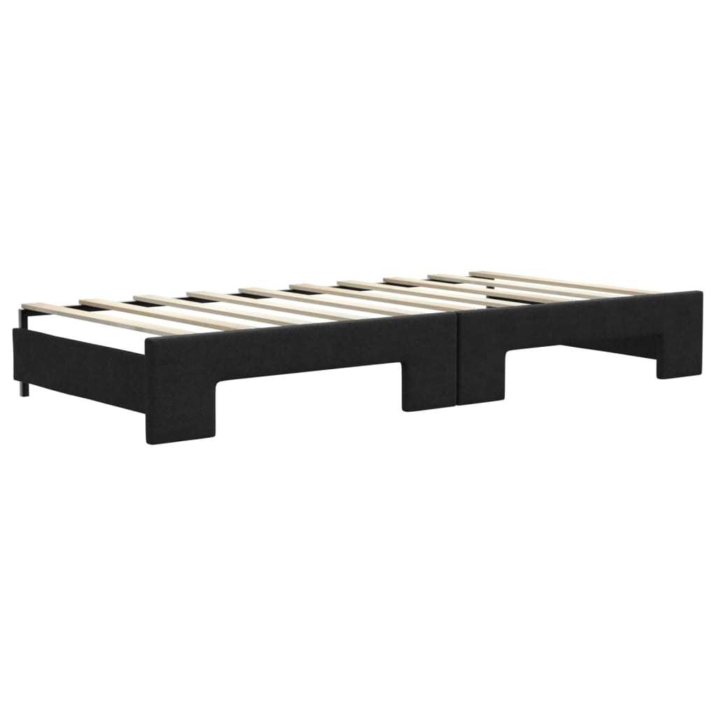Slaapbank Stof 90 x 190 cm Zwart met onderschuifbed