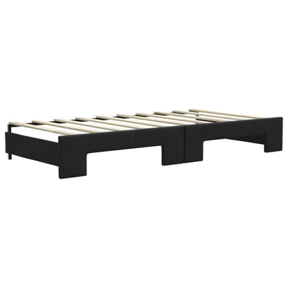 Slaapbank Stof 90 x 190 cm Zwart met onderschuifbed